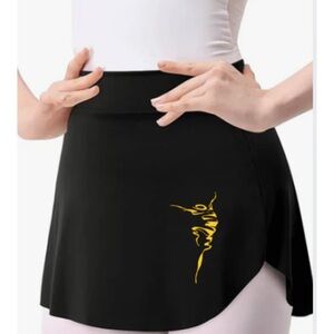 Elegant Black Ballet/Dance Skirt with Artistic Yellow Dancer Design